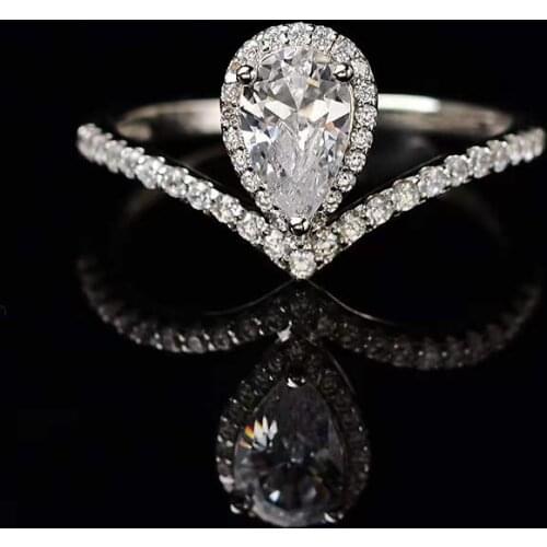 Water Drop Moissanite Rings 1ct-2ct Carat Imitation Diamond White D Color S925 Sterling Silver Wedding Jewelry