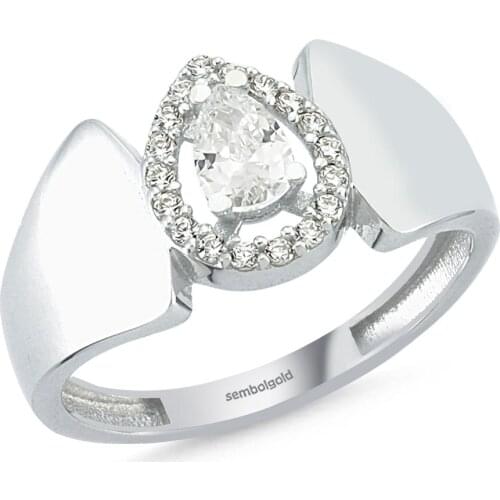 White Gold Ring Drop Stone 0.70 Carats Handy Custom Craftsmanship Gift Gold Special Occasions Design Shiny Elegant Jewelry