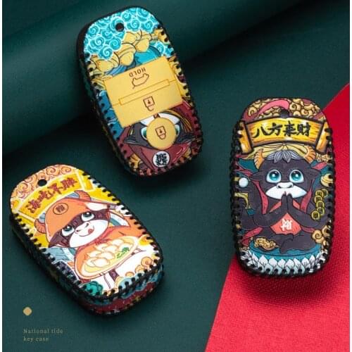 Genuine Leather Remote key shell for kia sportage picanto 3 rio k2 K5 cerato ceed soul for hyundai auto key blanks Original key