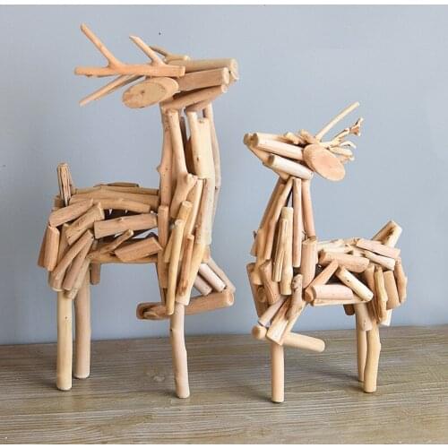 Creative Driftwood Christmas Elk Reindeer Desktop Ornament Wood Tree Christmas New Year Decorations For Home Navidad Xmas gift