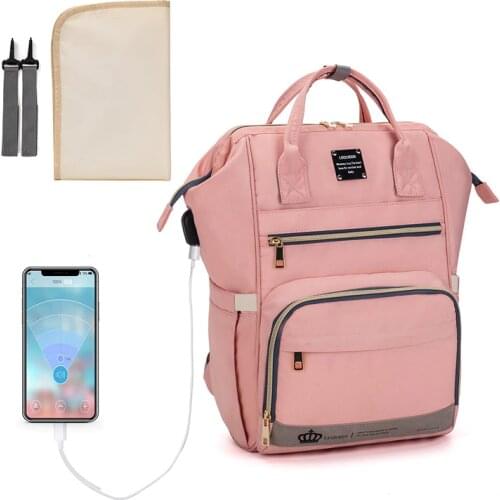 LEQUEEN Diaper Bag Baby Care Stroller Large USB Mom Backpacks Mummy Maternity Wet Bags Waterproof Baby Pregnant Bag Nursing Bags