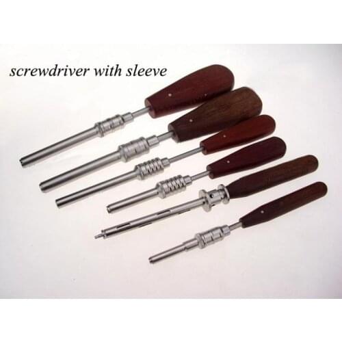 Medical orthopedic instrument screwdriver with sleeve holder implant bone screw cortical cancellous holding SW Hexagon HEX Plum