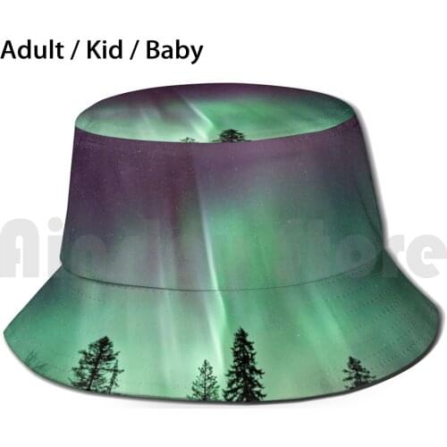 Mystical Night Sun Hat 1595 Bucket Hat Glow Space Stars Star Night Sky Northern Lights Southern Lights