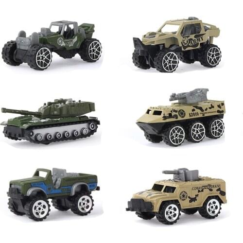 6 PCS 1:64 Scale Mini Diecast Toy Model Metal Vehicles Sliding Car Tank Vehicles For Kids Alloy Military Model Car Boy Gift