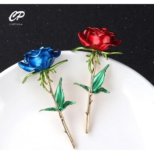 Fashion Classic Enamel Rose Flower Brooches For Women Flowers Wedding Party Casual Brooch Pins