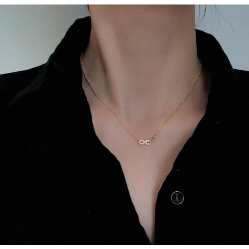 LIVVY Silver Color Infinity Zircon Pendant Friendship Necklace Party Jewelry Trendy Neck Accessories