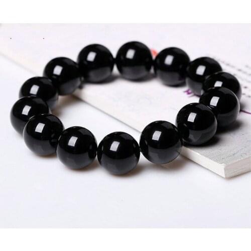 Natural Black Obsidian Onyx Bracelet Men 4mm 6mm 8mm 10mm 12mm Beaded Charm Hombre Yoga Jewelry Armband Pulseras
