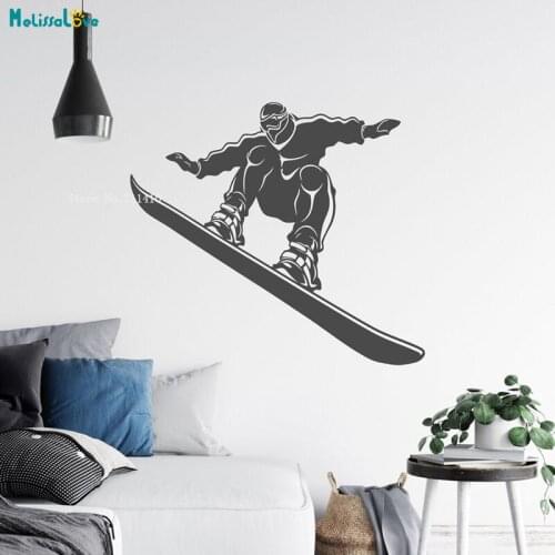 Snowboard Wall Decal Snowboarding Stickers Winter Sports Decor for Teen Removable Elves In The Snow Murals YT4473