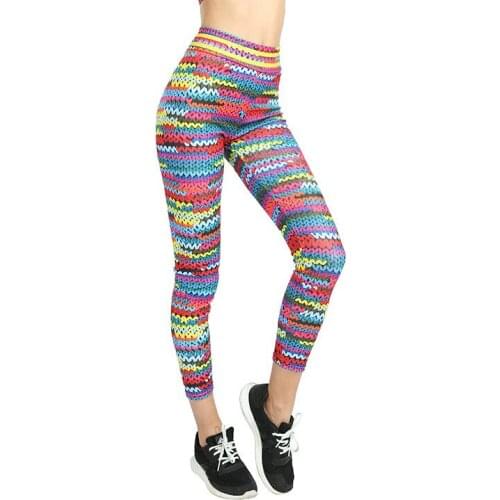 New Sweater KnittedPrinted Yoga Pants Bottoms Sports Leggings Women High Waist Push Up Elastic Workout Fitness Yoga Pants