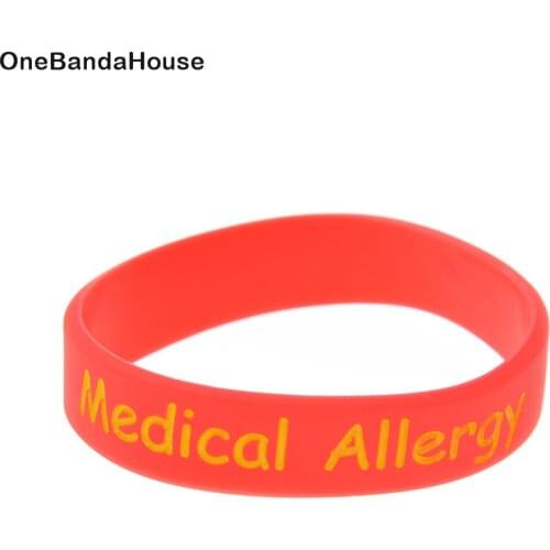OBH 50PCS Medical Allergy Silicone Bracelet Debossed and Filled in Color Kids Size 5 Colors