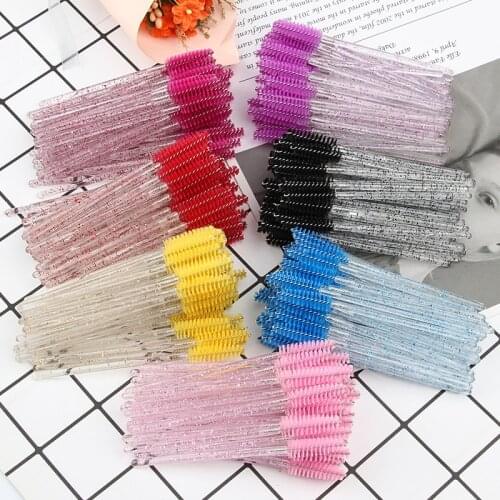 Disposable Eyelash Brush 500Pcs Crystal Eye Brush Diamond Handle Mini Mascara Wands Brush Eyelash Extension Brush Makeup tools