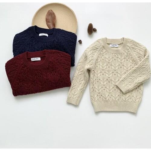 Autumn Winter Baby Boys Girls Pullover Sweater Children Knitted Sweaters Kids Causal Clothing Baby Solid Pullover Tops