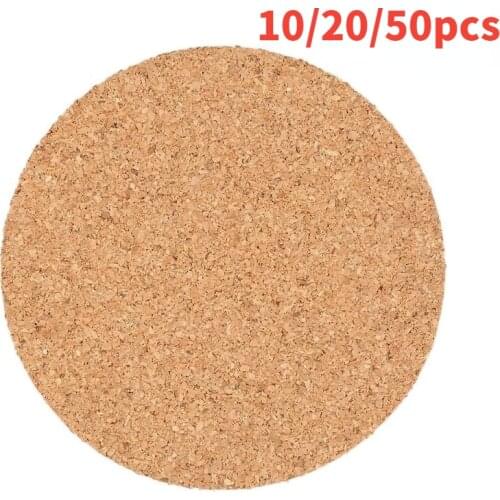50Pcs 90mm Coasters Handy Round Shape Dia Plain Natural Cork Wine Drink Coffee Tea Cup Mats Table Pad Home Office Kitchen New