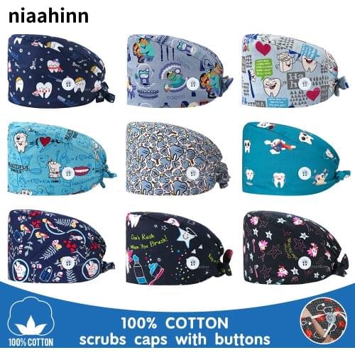 Unisex Pet Grooming Working Hat Male Female Practical Doctor Surgical Surgery Hat Nurse Accessories Printing Doctor Pharmacy Hat
