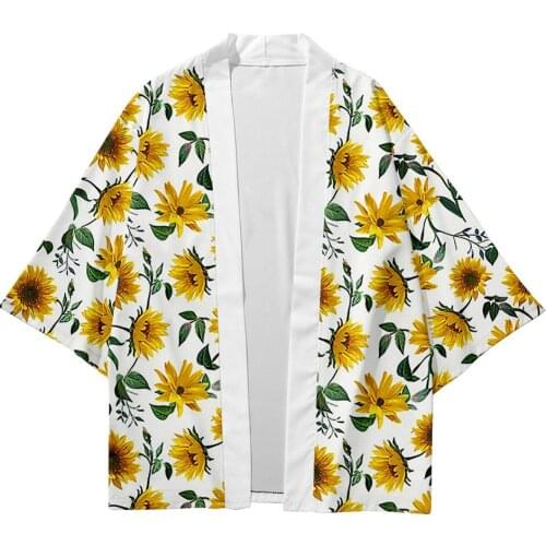 Plus Size XXS-6XL 5XL Sunflower Loose Japanese Streetwear Cardigan Women Men Harajuku Haori Kimono Cosplay Top Yukata Clothes