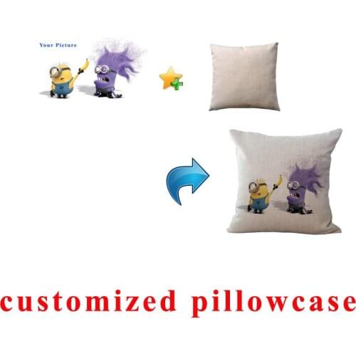 DIY Square Cotton Linen Home decorative throw Pillow Case Cover Pillowcase Customized Picture Photo 45x45cm Fast Delivery