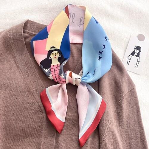 Small Neck Scarf Women Long Silk Skinny Hairband Bag Tie Spring Summer Design Print Bag Tie Lady Ribbon Foulard 2021 New