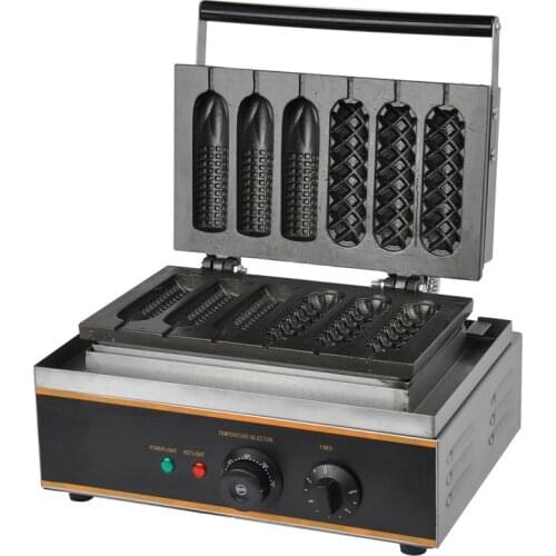 Six pieces Commercial corn waffle maker machine, french muffin hot dog making machine
