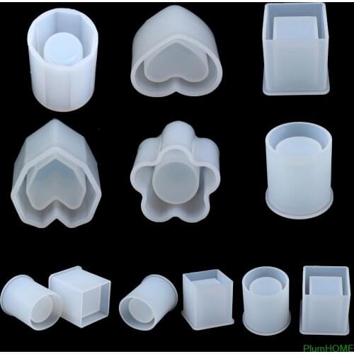 Silicone Mold Square Round Pen Holder Mould Nordic Style Geometric Epoxy Dry Flower Resin Concrete Candle Mold Craft Ornament