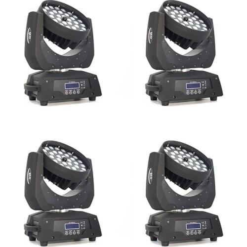 4pcs/lot 36*18W Led Moving Head Zoom Wash Lighting RGBWA UV 6in1 Pro Stage Wash Fixture Dj Lighting