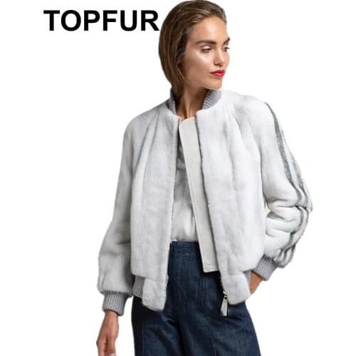 TOPFUR White Basic Jacket Winter Coat Women Natural Mink Fur Coat Plus Size Spring Collection Real Fur Coat Genuine Leather Coat