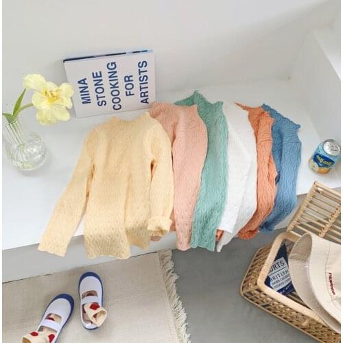 Girls' Knitwear T Shirt 2020 Korean Style Autumn Sweet Hollow Knit Pullover Tops Baby Underwear Childrens Long Sleeve T Shirts