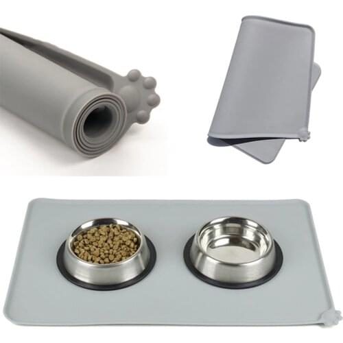 Waterproof Pet Mat For Dog Cat Solid Color Silicone Pet Food Pad Pet Bowl Drinking Mat Dog Feeding Placemat Easy Washing