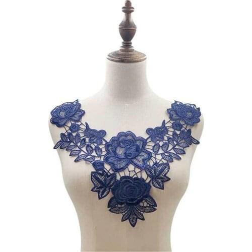 1Pc Embroidered Lace Fabric Fake Collar Neckline Collar Applique Embroidery Sewing on Patches Sewing Fabric DIY Accessories