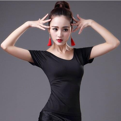 New Short Sleeves Shirt Women Lady Latin Dance Tops Ballroom Dancing Costume Clothes Tango Chacha Dancing Competition Tops 10725