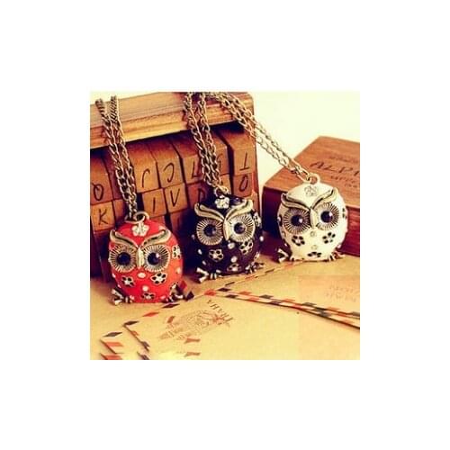 3 Color Fashion Jewelry Crystal Flower Owl Pendants For Women 2020 Vintage Animal Enamel Necklaces Pendants for women