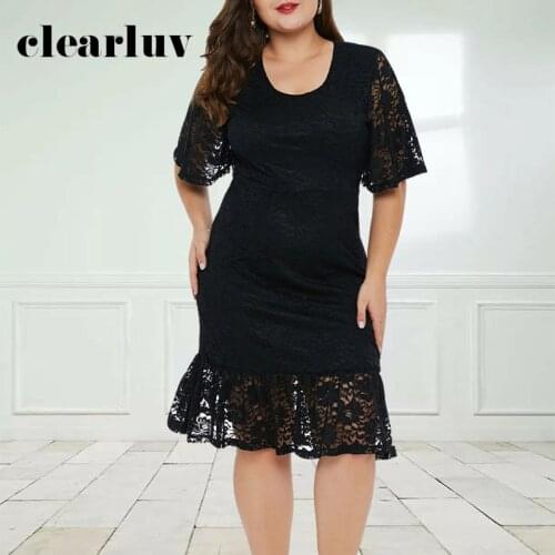 Prom Gowns O-neck Short Sleeves Black Lace Mermaid Knee-length Plus Size Customized Woman Party Dresses T028 Vestidos De Gala