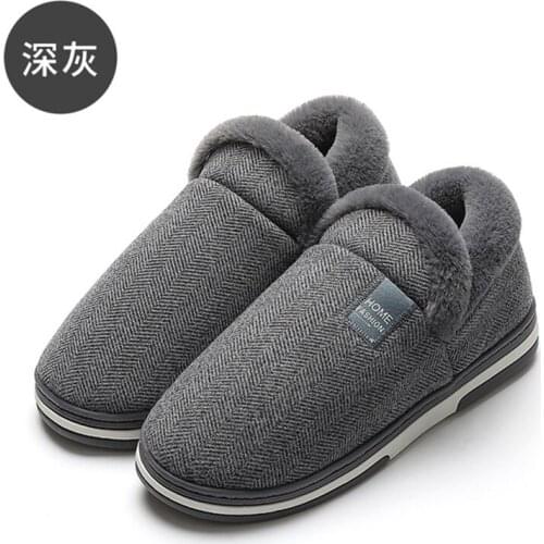 2020 Winter Mens New Large Size Cotton Slippers Female Couple Indoor Home Non-slip Home Shoes Men Plus Velvet Cotton Shoes