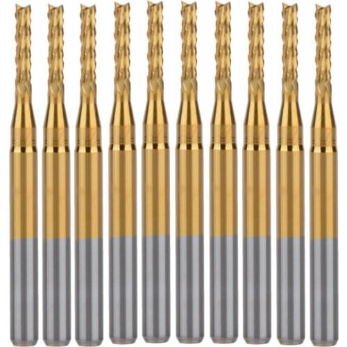 10pcs Titanium Coat Carbide 3.175X1.8x10.5mm PCB Carbide Tools, CNC Cutting Bits, Millinging Cutters