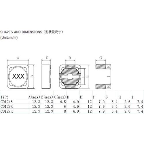2.4UH 12*12*7MM 8A POWER inductors CD127-2R4 Mark:2R4 Patch shielded inductors New and original