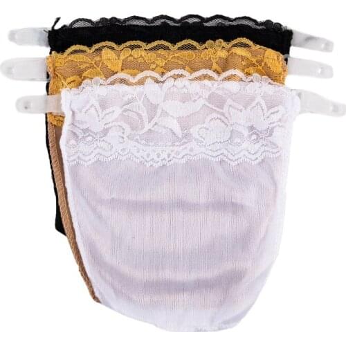 3pcs Women Quick Easy Clip-on Lace Mock Camisole Bra Insert Wrapped Lace Tube Bra With Elastic Band Chest Overlay Modesty Panel