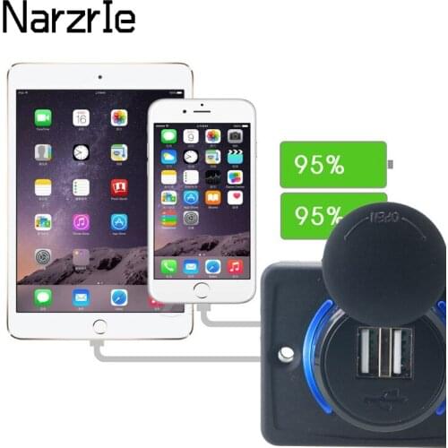 Car modified USB Charger For Power Supply Power Your Phone Tablet With LED Aperture DC5V3.1A Dual USB Port Charger Socket