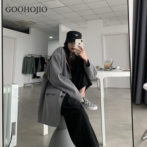 GOOHOJIO 2021 New Spring and Autum All-match Oversized Women Blazers Long-sleeved Blazers Women Temperament Blazers for Women
