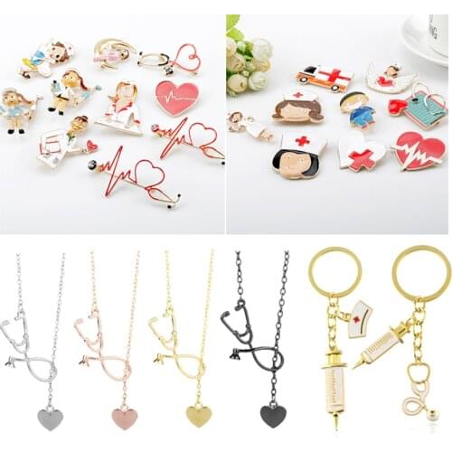 New Fashion Medical Series Jewelry Nurse Brooch Shirt Bag Lapel Badge Enamel Pin for Teen Girls Gift