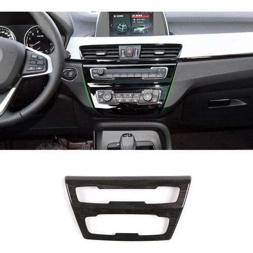 Black Wood Grain ABS Plastic Stickers Center Center Console Button Frame Trim for BMW X1 X2 F48 F47 2016-2019 Models Accessories