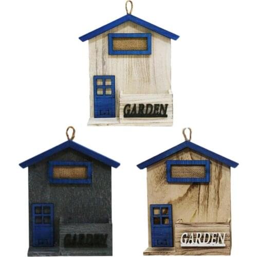 Pastoral Style Natural Wooden House Planter Creative Wall Hanging Flower Pots Retro Decoration Pendant Plant Container