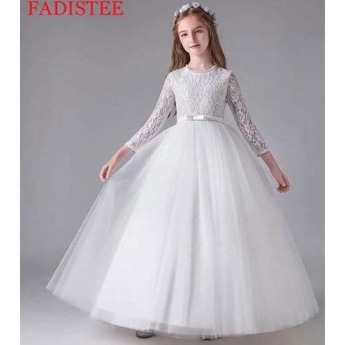 Elegant Lace Long Sleeves Flower Girl Dresses First Communion Dresses Vestidos Princess Dress платья для девочек