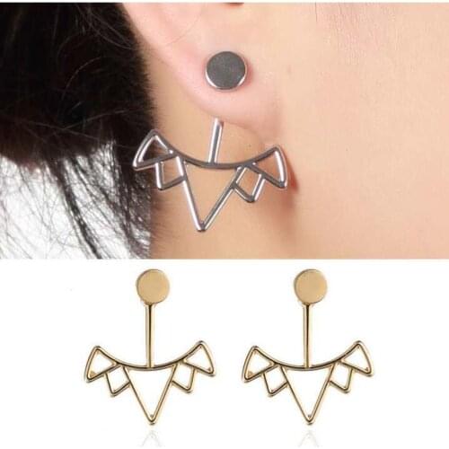 European personality Vintage punk geometric circle multi triangular Rear hanging earrings Female charm jewelry accessories