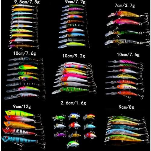 Hot 67pcs/lot Hard Baits Mixed 9 Models Fishing Lures Artificial High Quality Wobblers Fishing Tackle 67 Colors Mix Wholesale