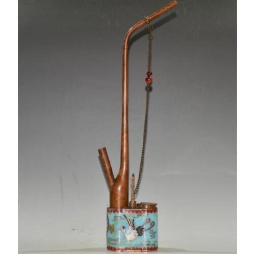 China archaize brass cloisonne Hookah pipe crafts statue