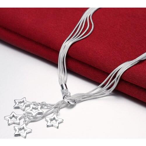 Classic 925 Sterling Silver 18 Inches fine Star pendant necklace high quality Christmas Gifts Wedding lady party luxury jewelry