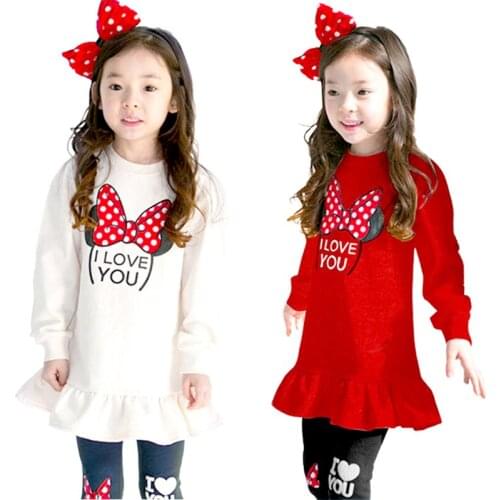 Mickey Minne Children Clothing Sets Costumes For Kids Sport Suits Girls Clothes Sets girls Dress+pants Cartoon Baby Clothes