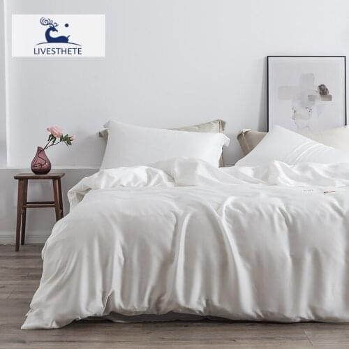 Liv-Esthete White Bedding Set 25 Momme 100% Silk Natural Fabric Duvet Cover Flat Sheet Set Home Decoration 4pcs Bedclothes