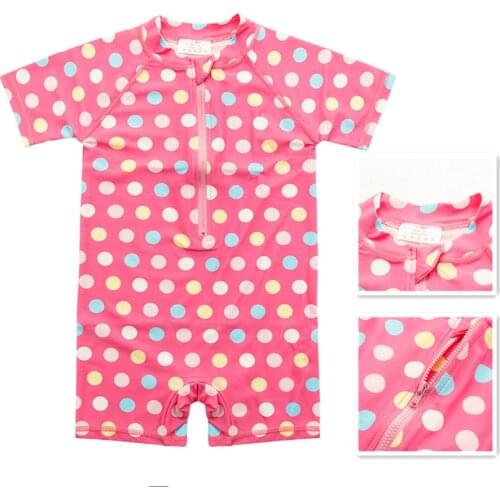 Swimsuits For Girls One-piece Short Sleeve Baby Dot Printed Swimming Suits