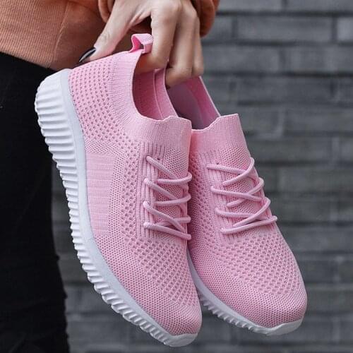 Lightweight Breathable Lace-up Flat Shoes Mesh Vulcanized Shoes Casual Comfortable Sports Womens Shoes 2021
