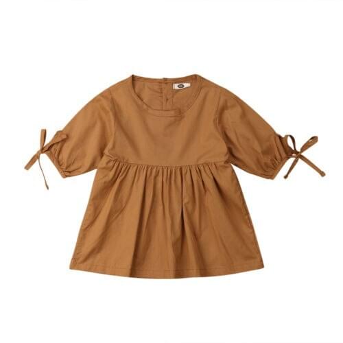 Summer Solid Toddler Kids Baby Girls Half Sleeve Dress Princess Party Tutu Dresses Casual Clothes